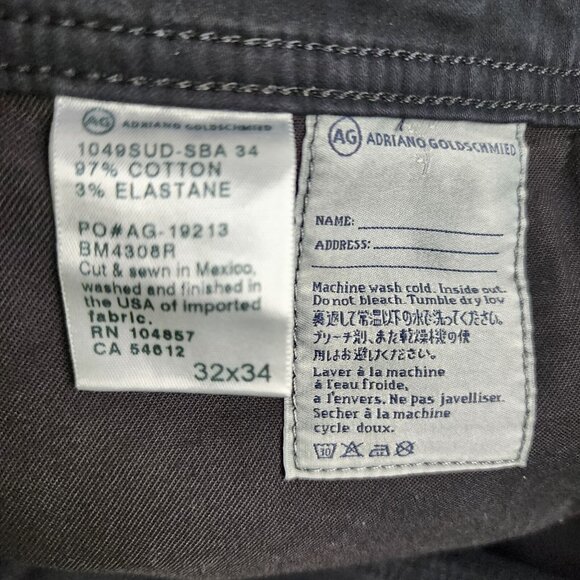 Adriano Goldschmied AG Jeans Mens 32x30 Black The Protege Straight Leg USA - Picture 10 of 10